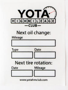 Oil Change Reminder Sticker