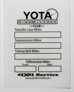 4x4 Service Reminder Sticker